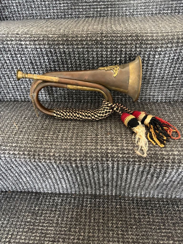 Vintage Brass Bugle with Tassel – Good Display Condition