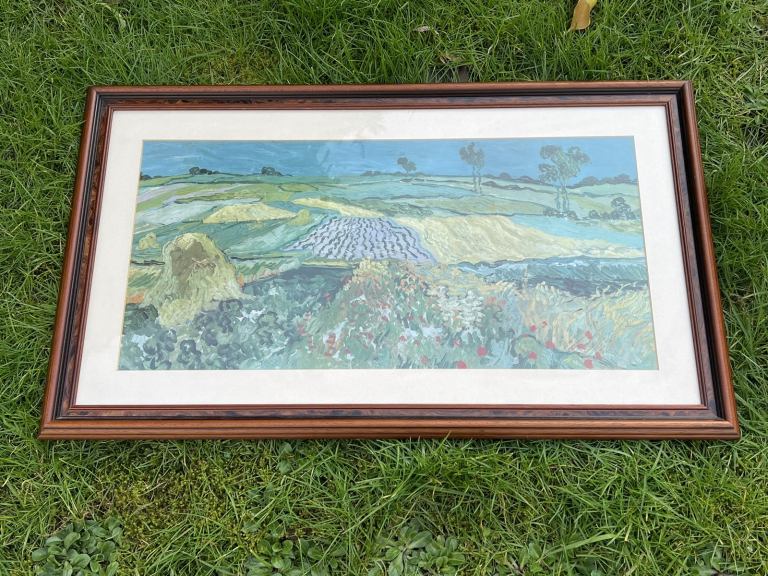 VAN GOGH FIELDS AT AUVERS 1890 PROF FRAMED PRINT 71 X 42 CM 