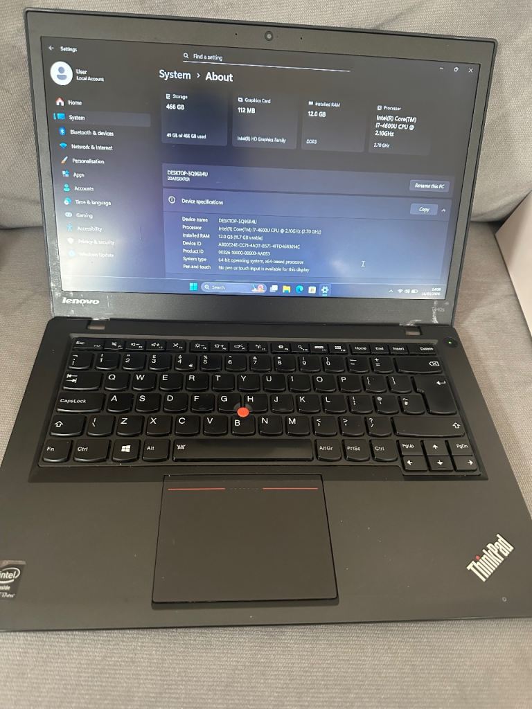Lenovo thinkpad 14 inch i7 processor 12gb ram 500gb fast laptop 