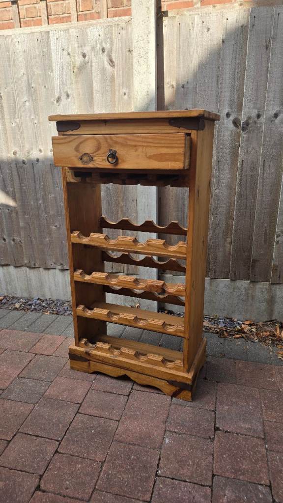 Wooden Wine Rack with Drawer – Good Condition