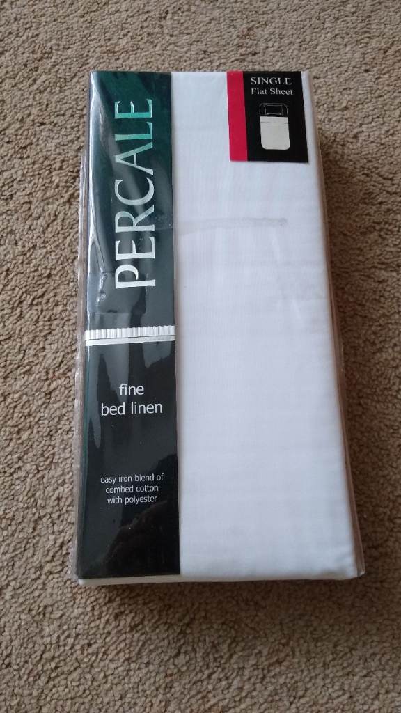 Percale Fine Bed Linen - Single Flat Sheet - White