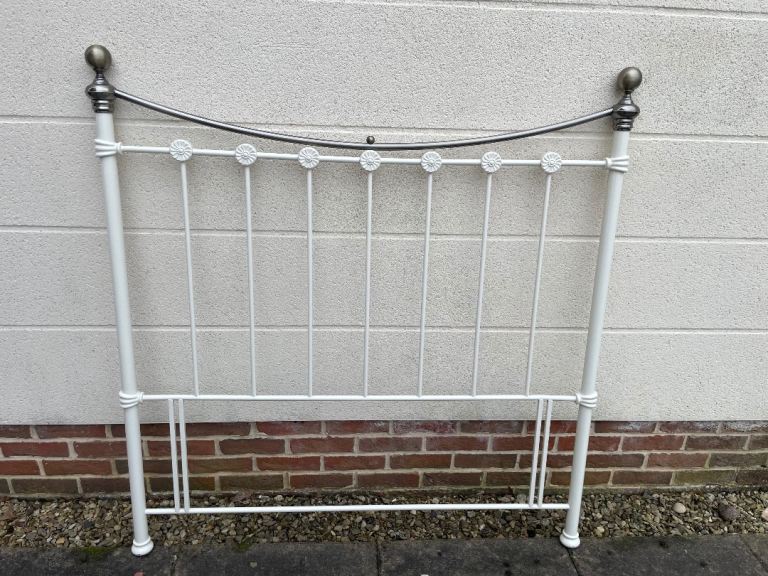 Double white metal headboard