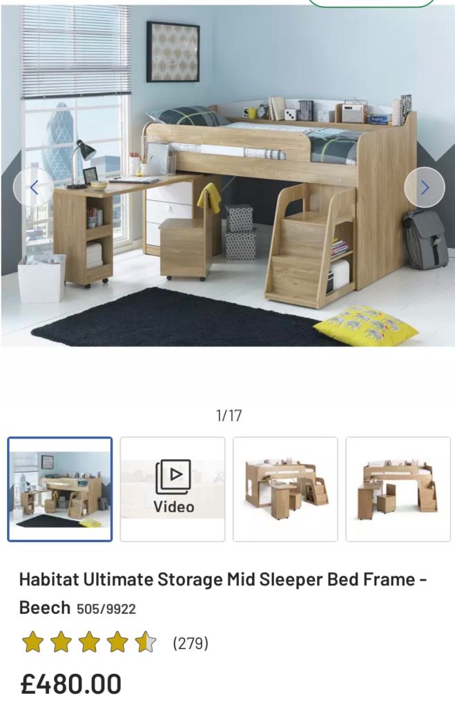 Reduced!! Kids bed with storage