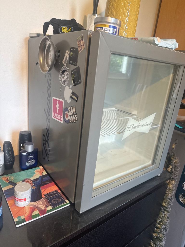Budweiser Mini Fridge/Cooler with Glass Door – Good Condition