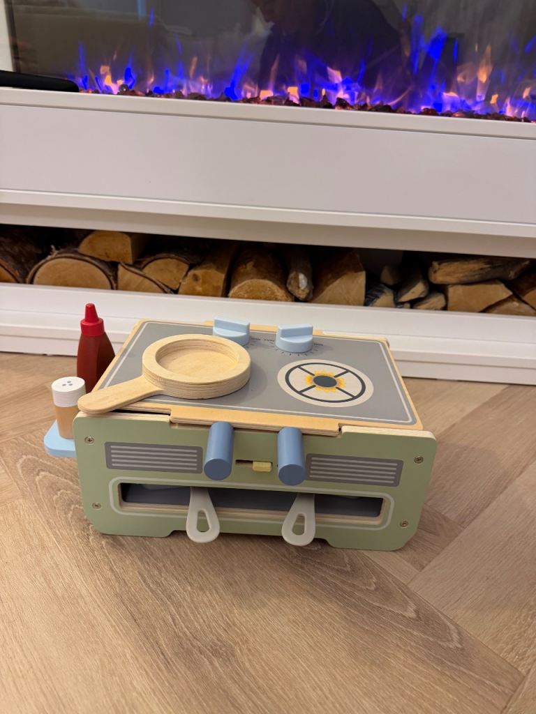 Wooden Play Kitchen Grill Set with Accessories – As Good As New