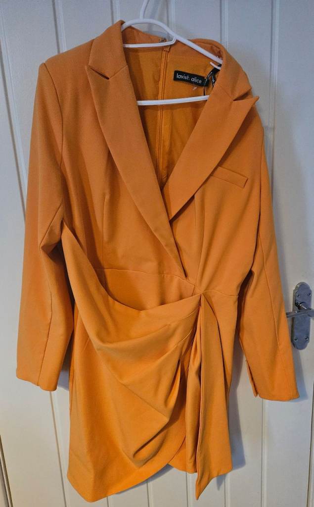 Lavish Alice Orange Blazer Dress with Wrap Detail