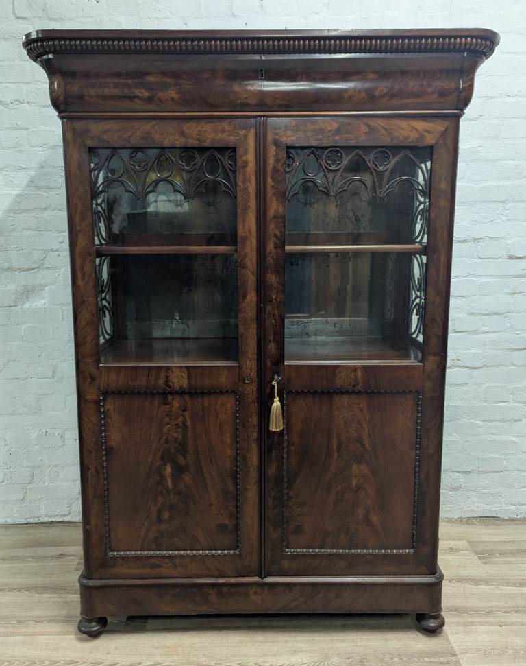 19th century mahogany glazed bookcase cupboard unit 