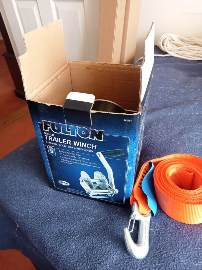 Trailer winch and strap