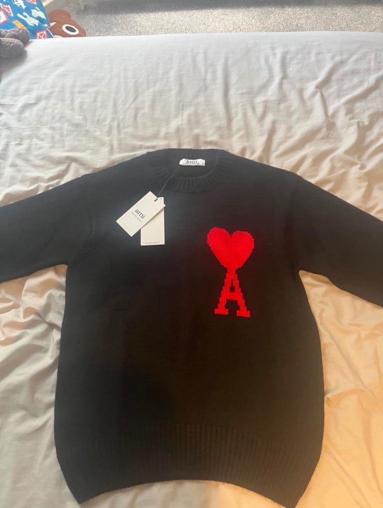 Ami Black Jumper with Red Heart Logo – Brand New with Tags