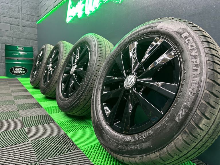 Volkswagen Transporter T5 T6 Clayton 16" Powder coated black Alloy Wheels 7E0601025N & Tyres!
