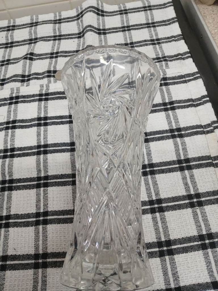 Large cut crystal vase