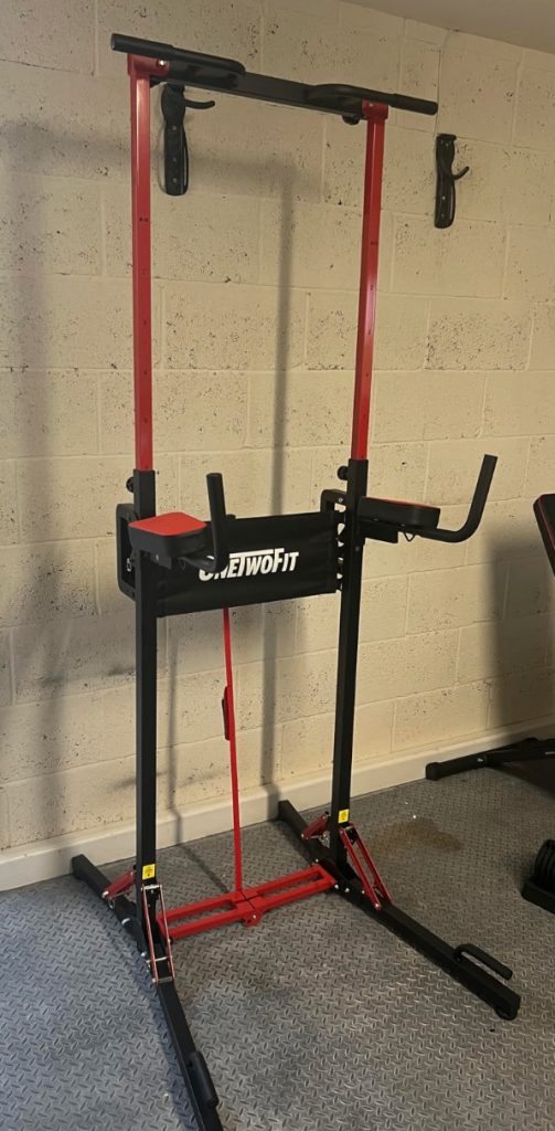 image for Power Tower Pull Up Bar Station, Multi-Function Adjustable Height Foldable Dip Station