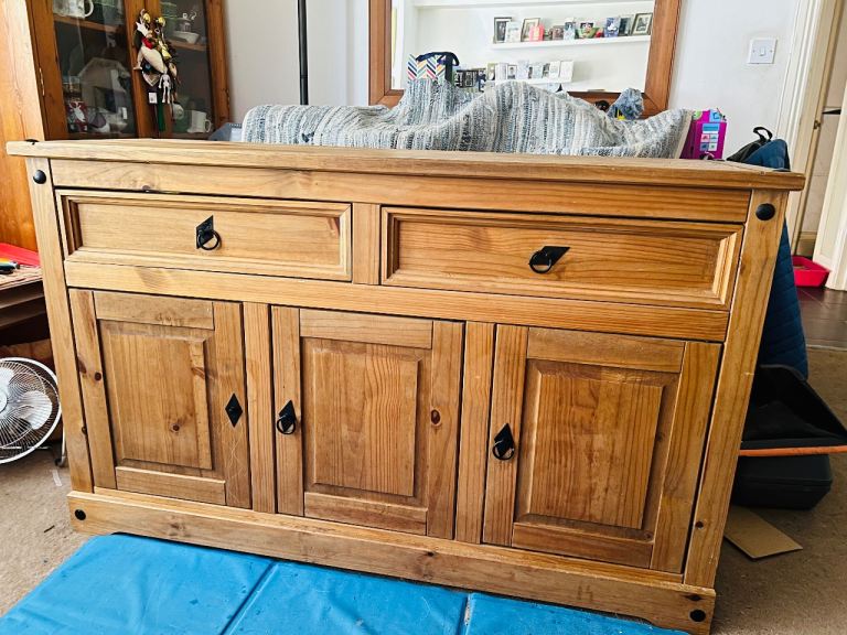Solid Wood Sideboard with Drawers and Cupboards – Good Condition