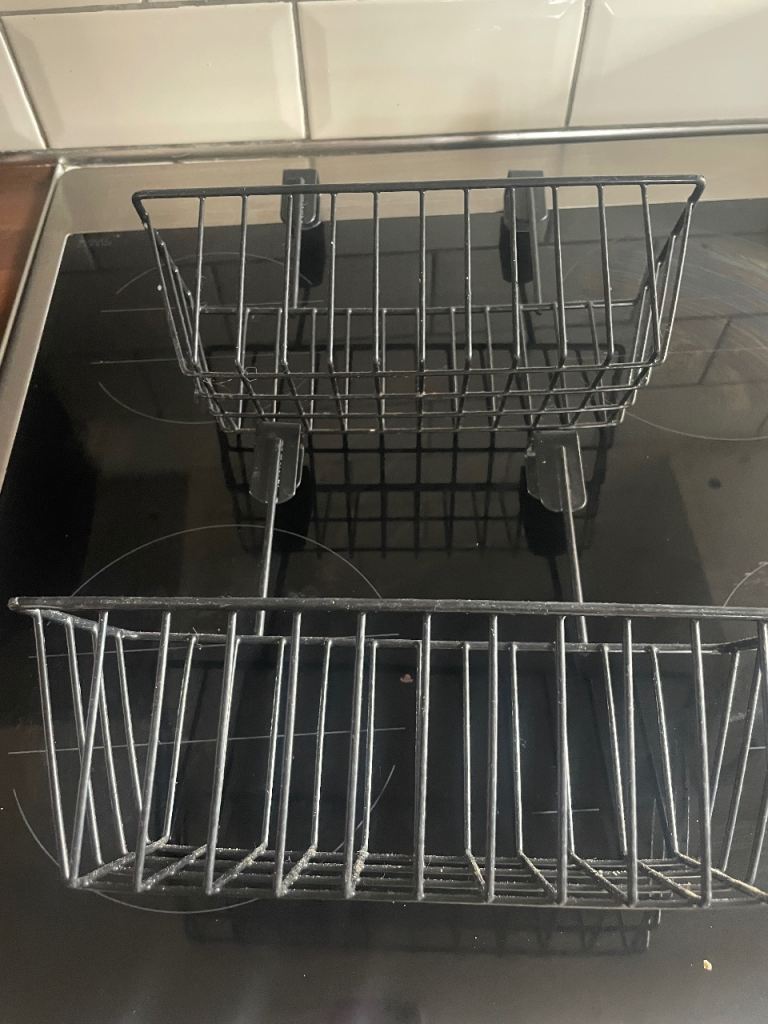 Black Metal Hanging Storage Baskets - Set of 2