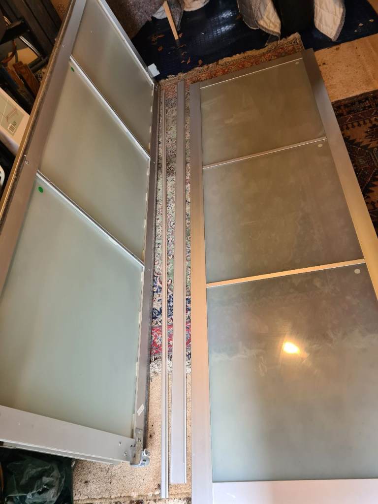 2 x wardrobe sliding doors IKEA frosted glass
