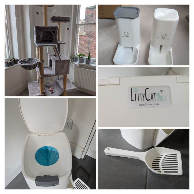 Ultimate Cat Clearance Bundle Tree, Feeders & Odourless Bin