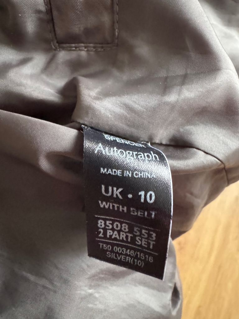 M&S Autograph raincoat grey colour size 10