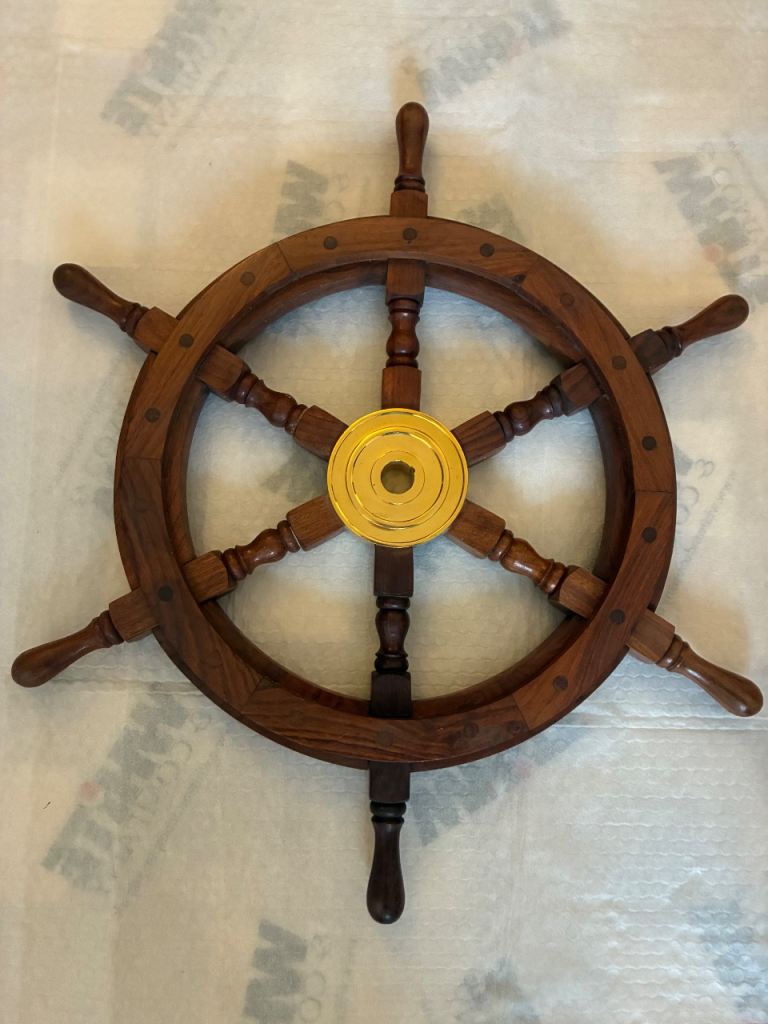 Wooden Ships Wheel with brass inset