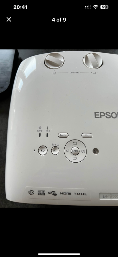 EH-TW6600W HD WIRELESS 3D HOME CINEMA PROJECTOR LIKE NEW ONLY 168 HOURS ON THE BULB