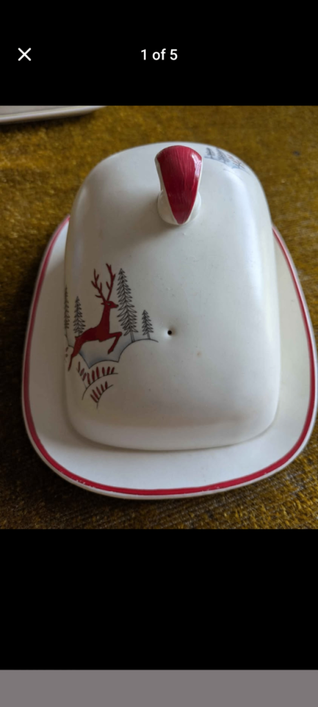 Vintage 1950's Crown Devon Stockholm Leaping Deer Butter Dish