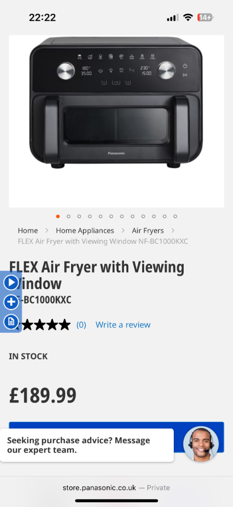 PANASONIC AIR FRYER NEW 