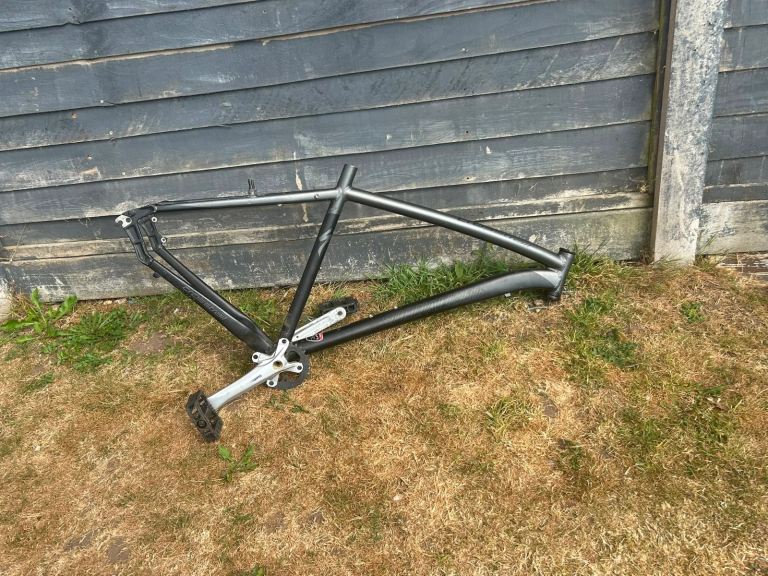 Mountain Bike Frame with Pedals – Grey, Fair Condition