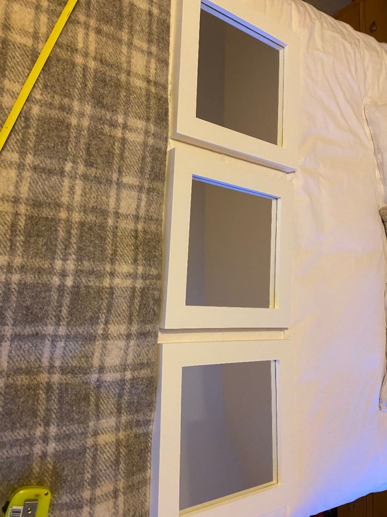 Three IKEA white frames square mirrors 