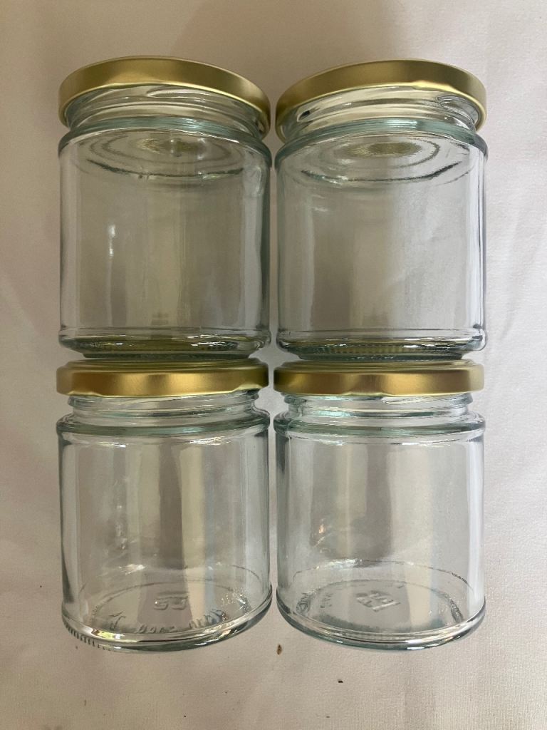 190ml Round Jam Jar x170 unused Gold 63mm Twist-Off Lids for Collection