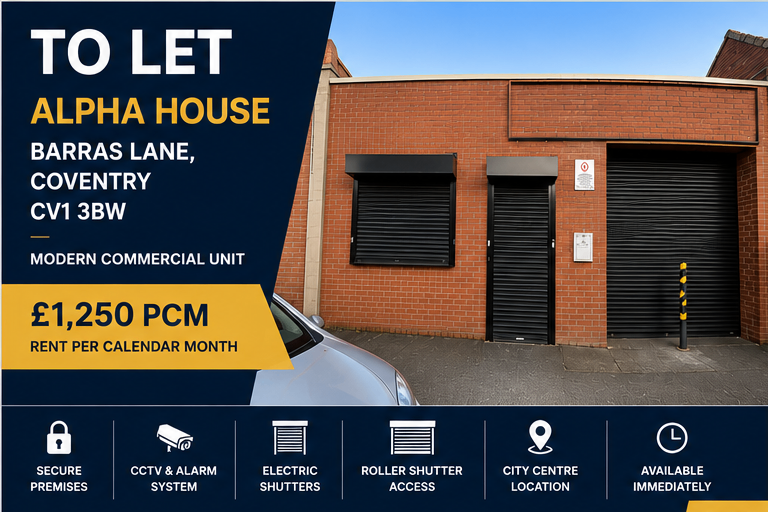 TO LET – Modern Commercial Unit | Office/Workshop/Storage | Coventry City Centre |