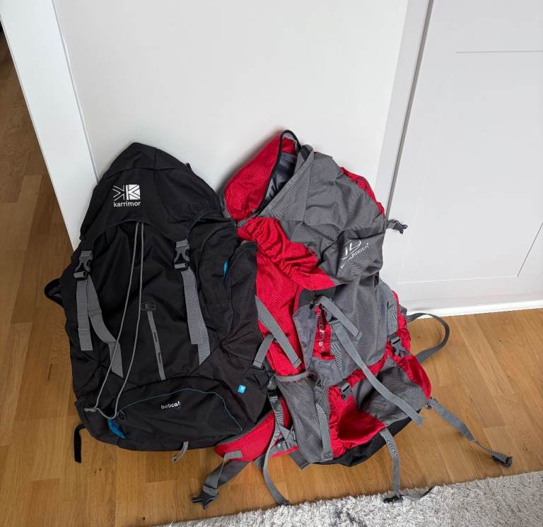 Karrimor and Highlander Large Backpacks - Black and Red/Grey Hiking Bags 65L and 80L