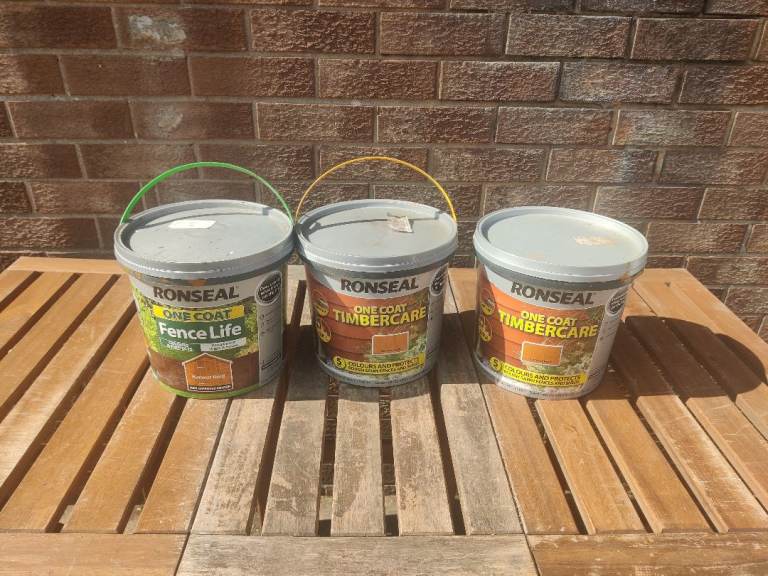 Ronseal harvest gold wood stain, 3x5L tubs 80+%