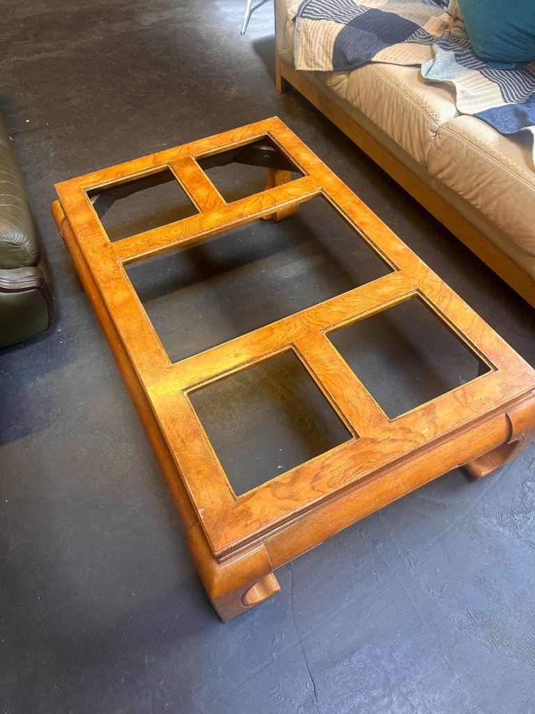 Vintage Wood and Glass Coffee Table 