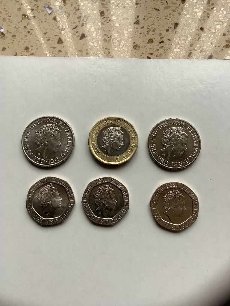 Six 2021 coins in mint condition