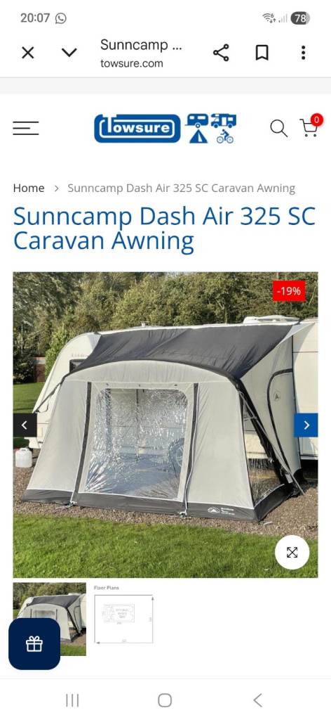 sunncamp dash air 325 sc awning