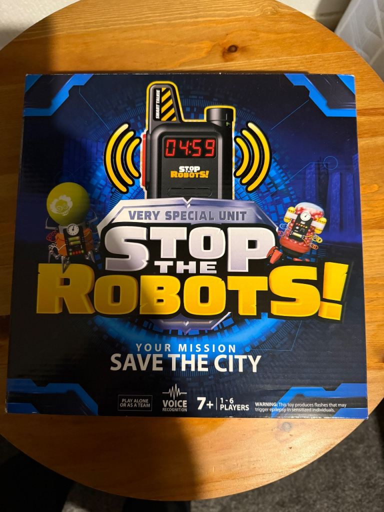 Stop The Robots! Board Game – Save The City, Excellent Condition