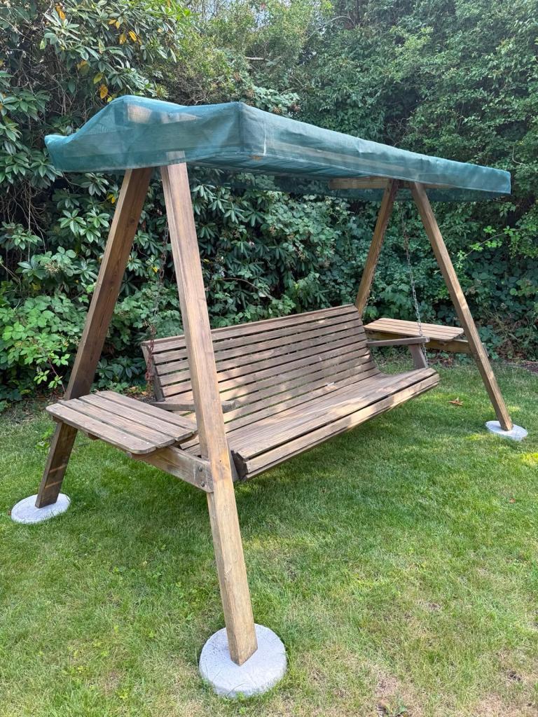 Three seater garden swing bench
