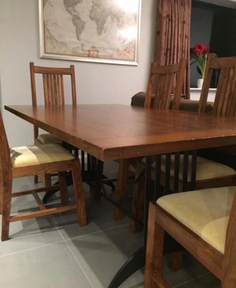 image for John Lewis Dining Table in Solid Wood and Wrought Iron