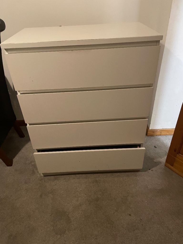 White Chest of 4 Drawers - Fair Condition
