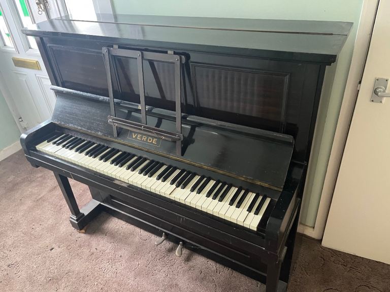 Verde Upright Piano – Black, Fair Condition