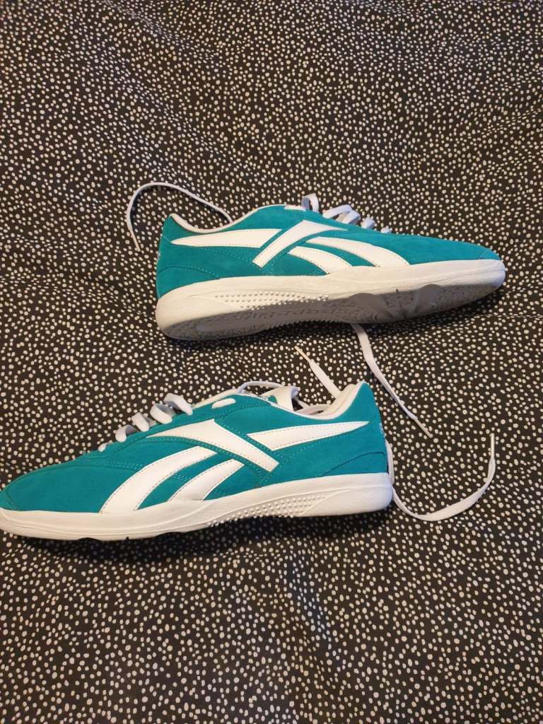 Reebok Hammer Suede Trainers - Aqua/White, UK 10, New