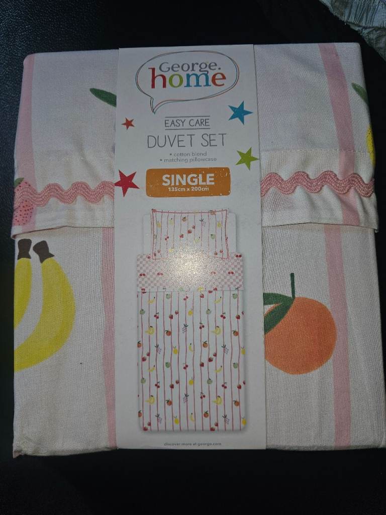 George Home Single Duvet Set - New, Easy Care, Fruit Pattern