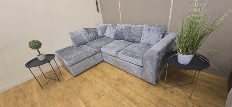 CRUSHED VELVET CORNER SOFA DELIVERY AVAILABLE
