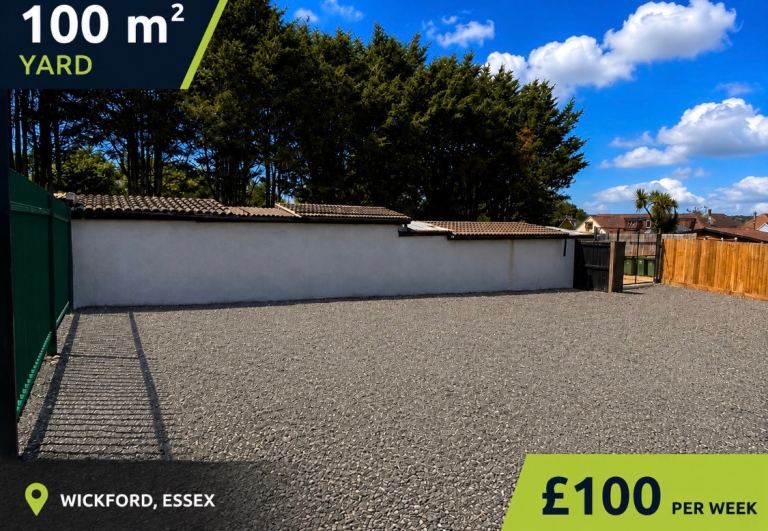 100m² Secure Storage / Work Yard To Let - Wickford, Essex - £100 Per Week