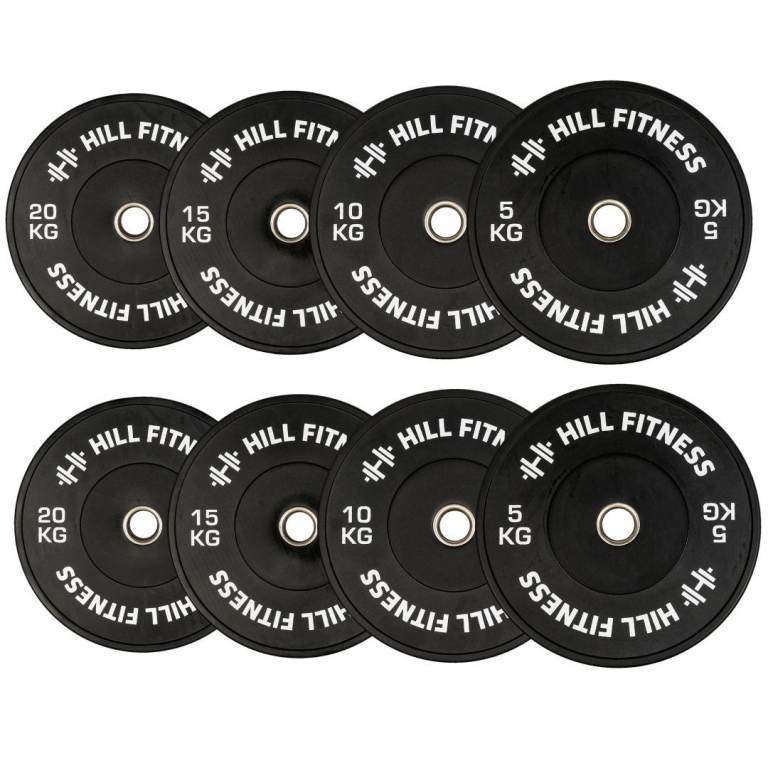 Hill Icon Black Bumper Plates 100kg Set - Olympic Weights Gym