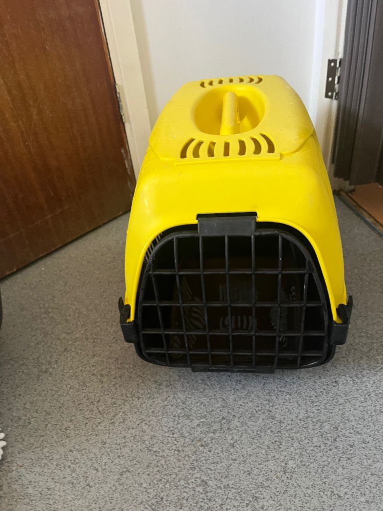 Yellow Pet Carrier / Travel Crate for Small Cat or Dog