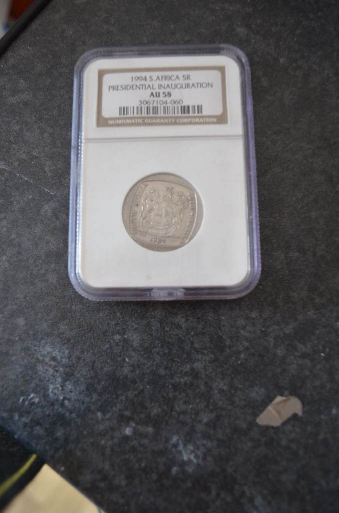 South Africa 5 Rands 1994  Mandela Centenary  Encapsulated by South African Grading Services 