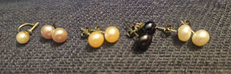 Job Lot of Pearl Stud Earrings – Various Colours