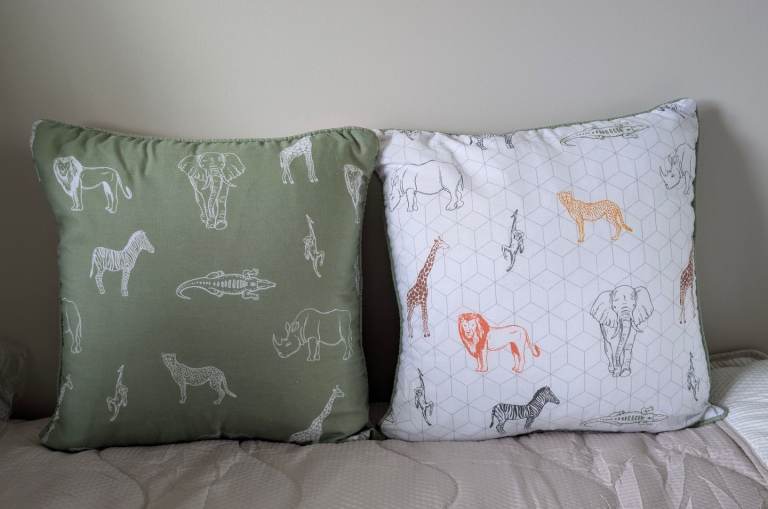 2 x reversible safari cushions 