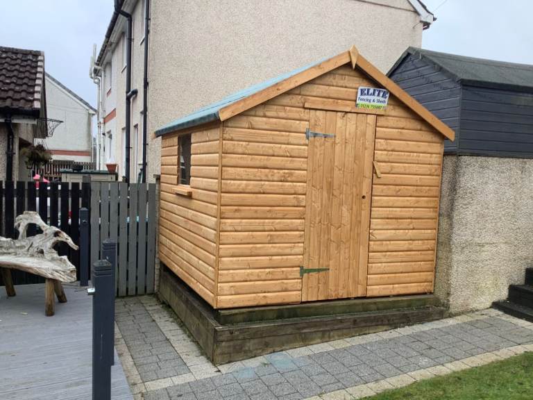 Look at our 8x8 Apex shed 20mm Log effect 
