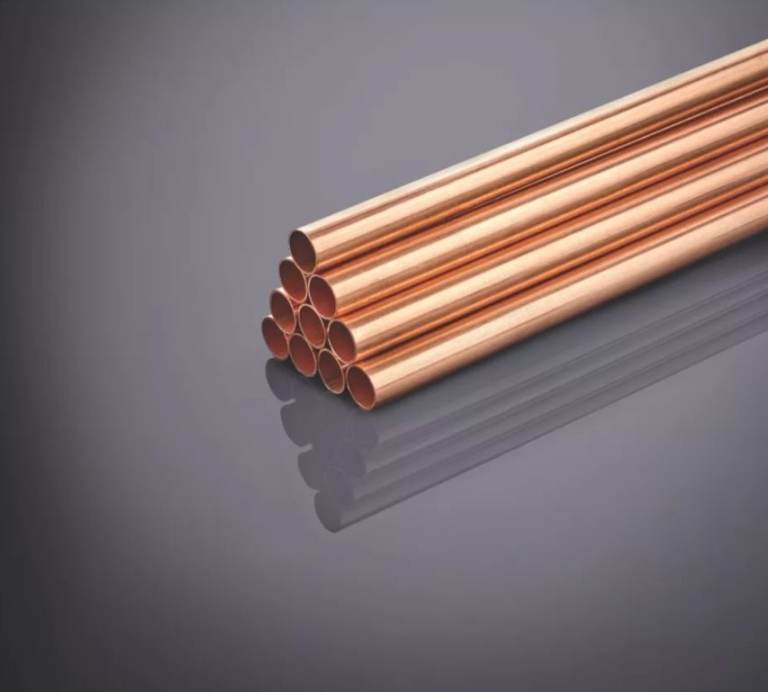 Bundle of 22mm copper pipe. 